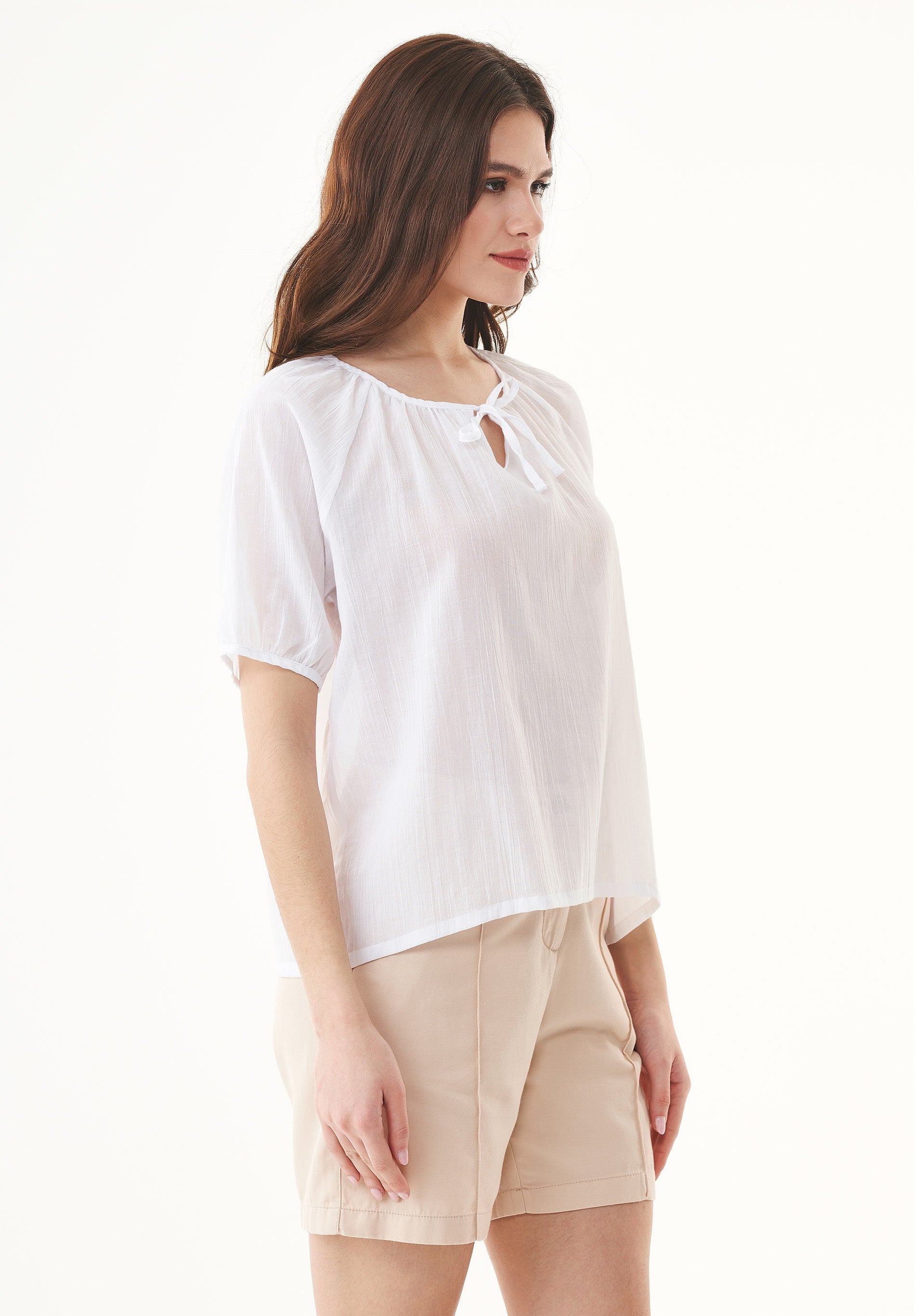 Organic Cotton Voile Blouse in white - Ecomarket.com