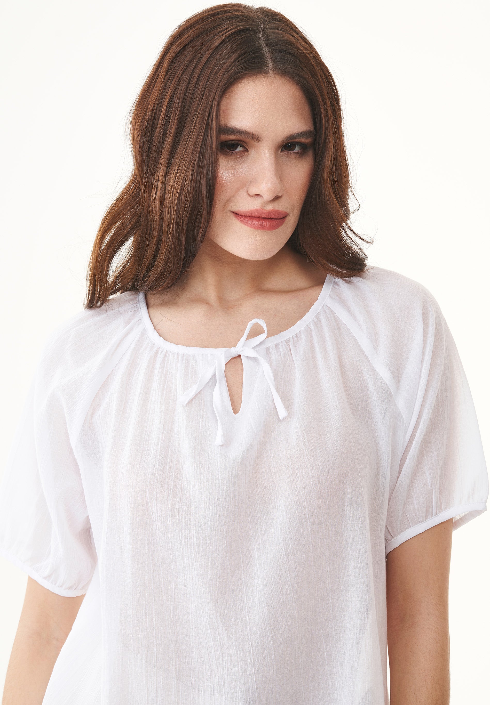 Organic Cotton Voile Blouse in white - Ecomarket.com
