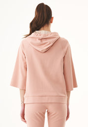 Organic Cotton Sweat Hoodie with 3/4 Sleeves in blush - Ecomarket.com