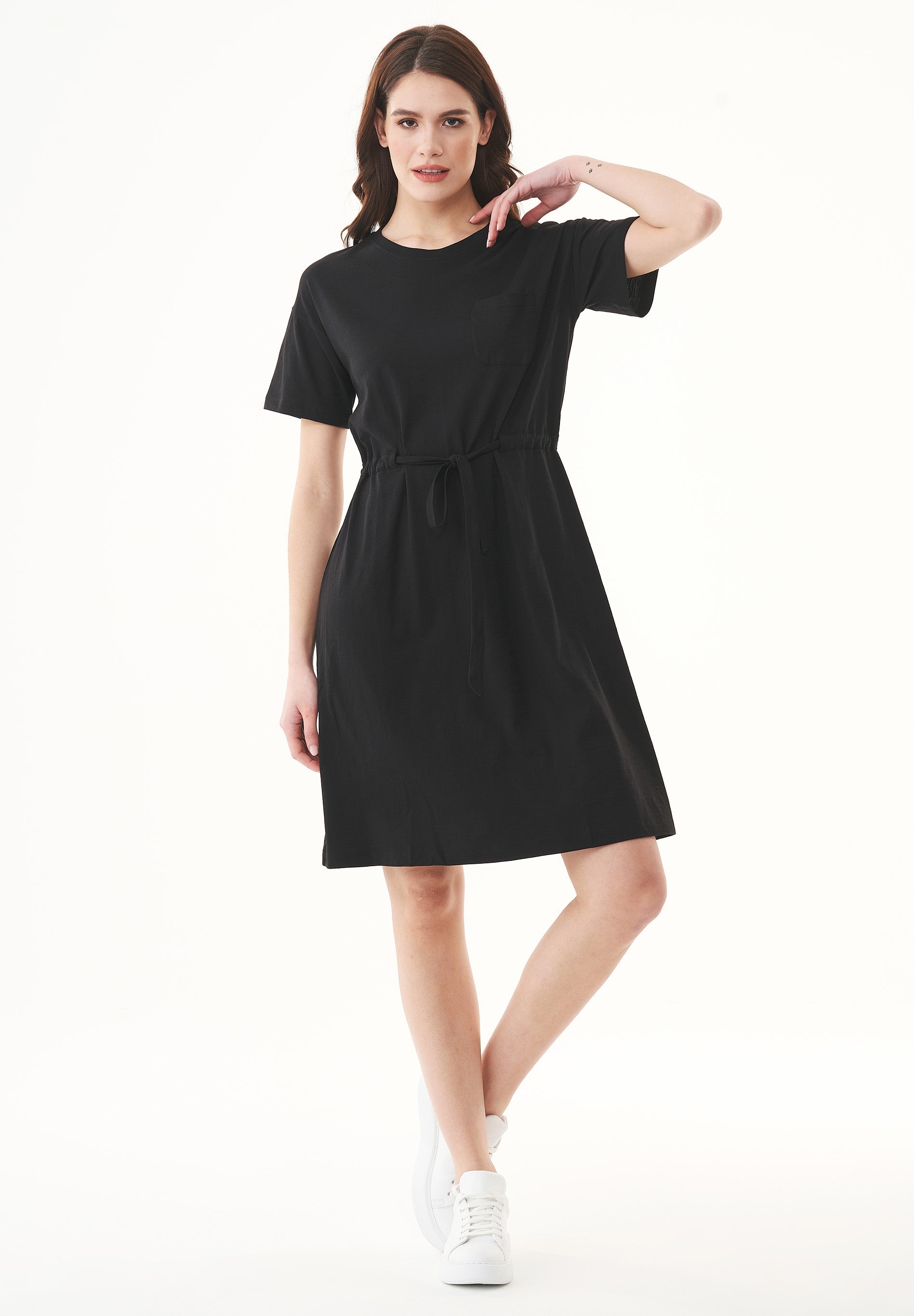 Slub Jersey Dress in 100% Organic Cotton in black - Ecomarket.com