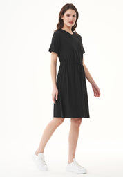 Slub Jersey Dress in 100% Organic Cotton in black - Ecomarket.com