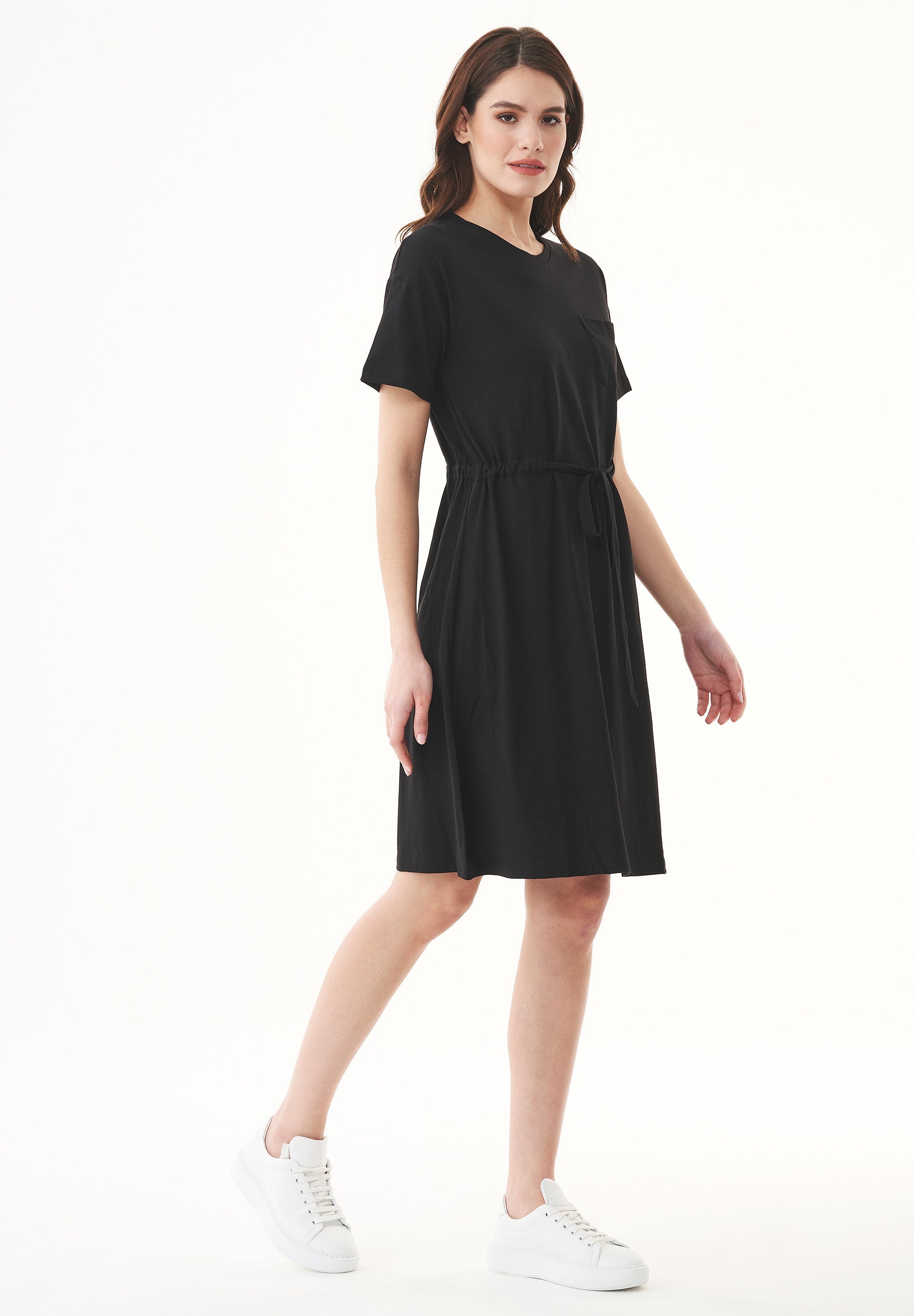 Slub Jersey Dress in 100% Organic Cotton in black - Ecomarket.com