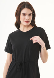 Slub Jersey Dress in 100% Organic Cotton in black - Ecomarket.com