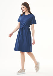 Slub Jersey Dress in 100% Organic Cotton in navy - Ecomarket.com