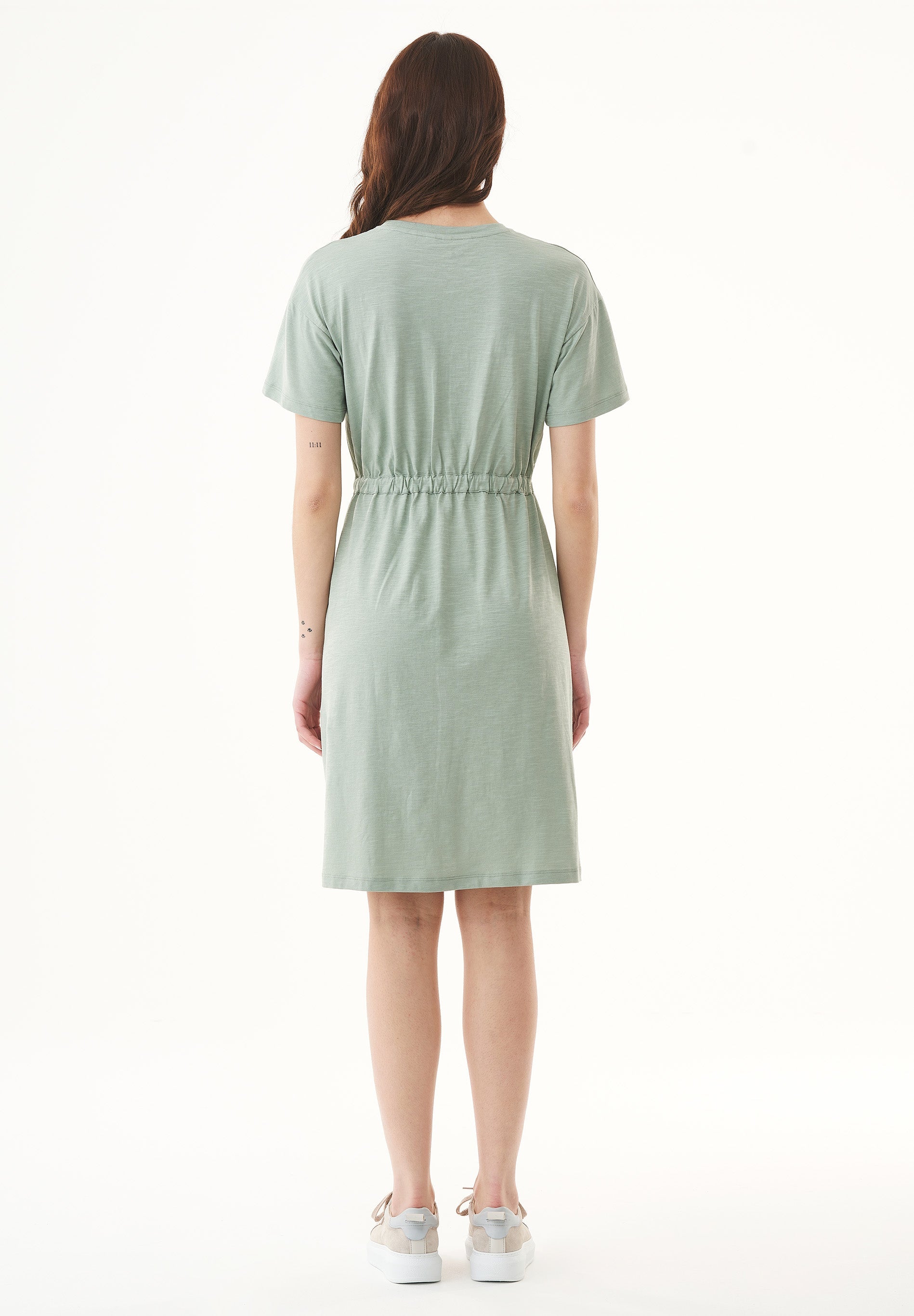 Slub Jersey Dress in 100% Organic Cotton in water green - Ecomarket.com