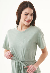 Slub Jersey Dress in 100% Organic Cotton in water green - Ecomarket.com