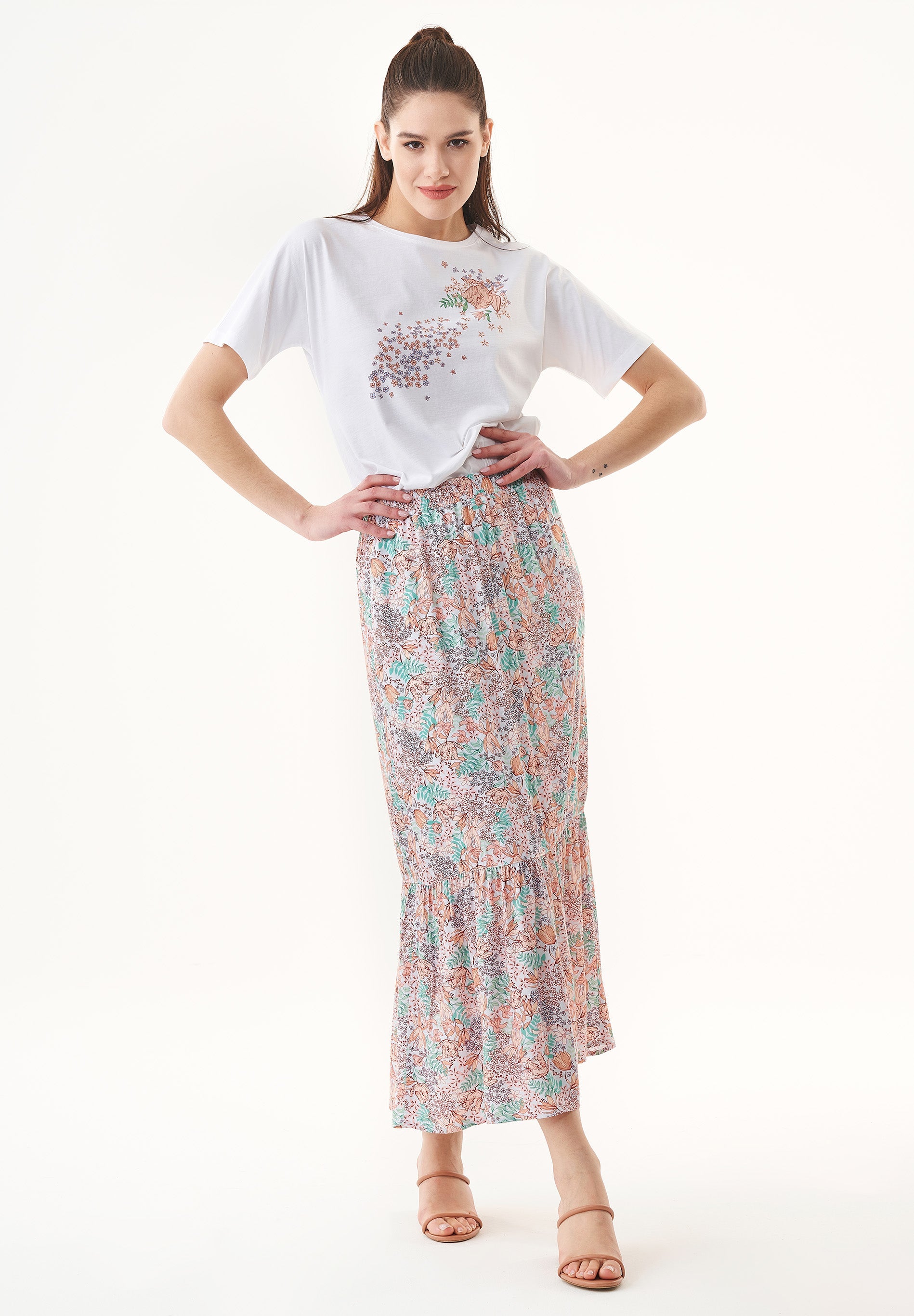 Floral Maxi Skirt in LENZING™ ECOVERO™ Viscose - Ecomarket.com