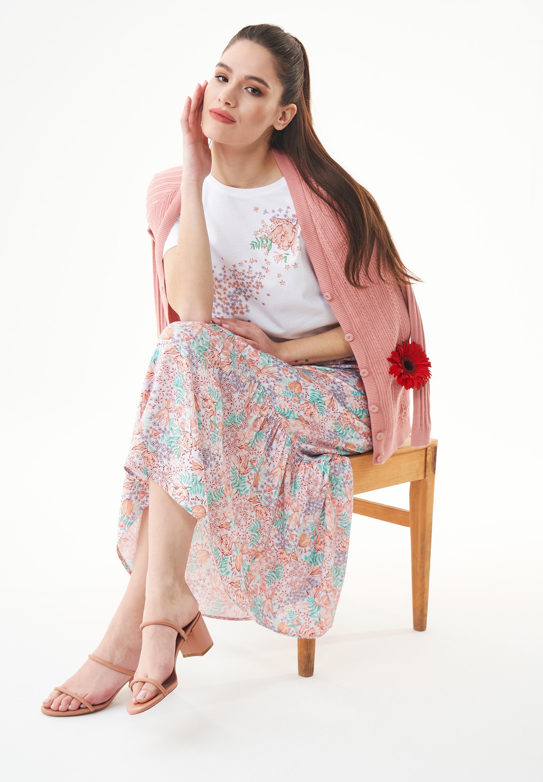Floral Maxi Skirt in LENZING™ ECOVERO™ Viscose - Ecomarket.com