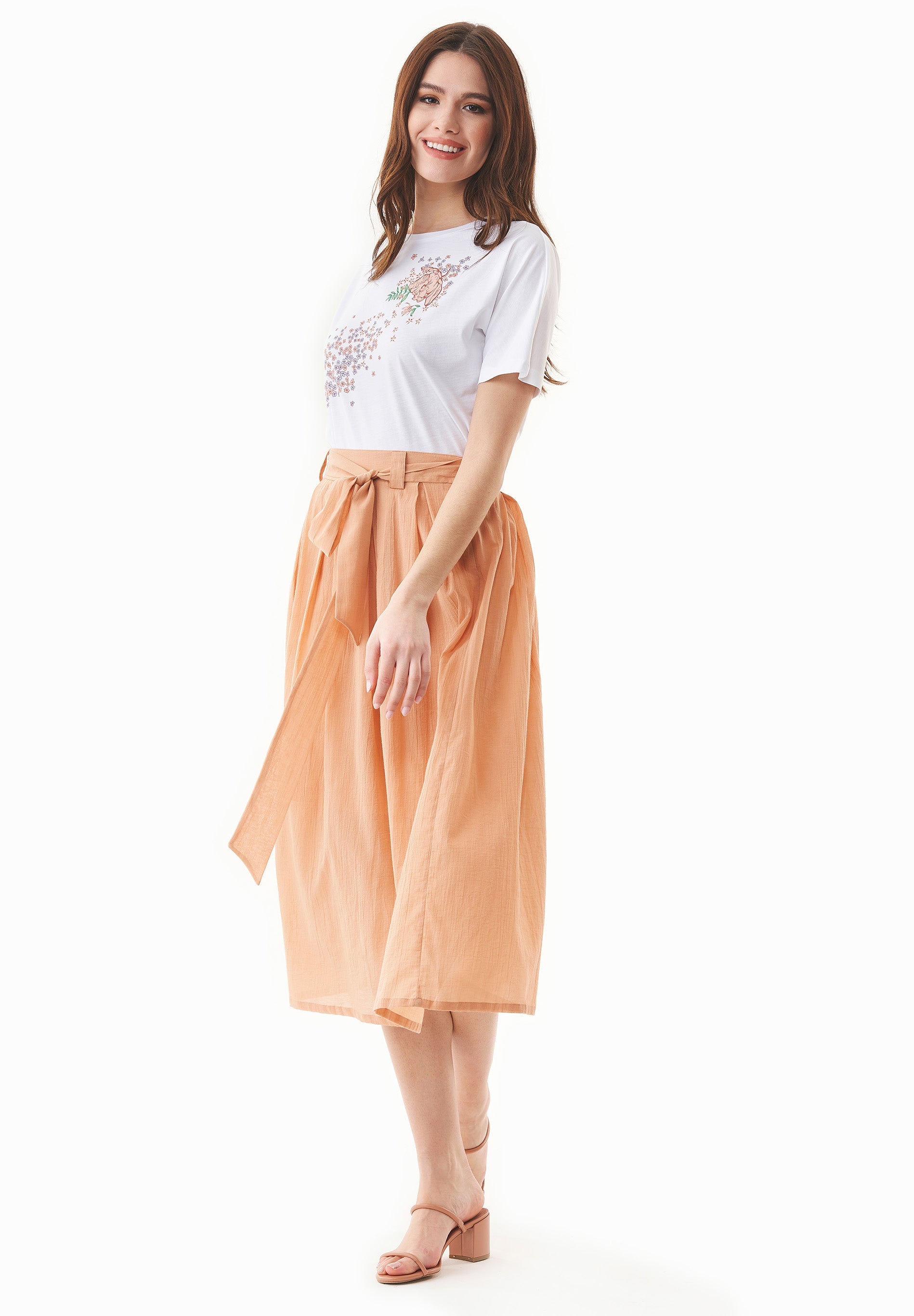 Organic Cotton Voile Skirt in peach - Ecomarket.com
