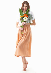 Organic Cotton Voile Skirt in peach - Ecomarket.com