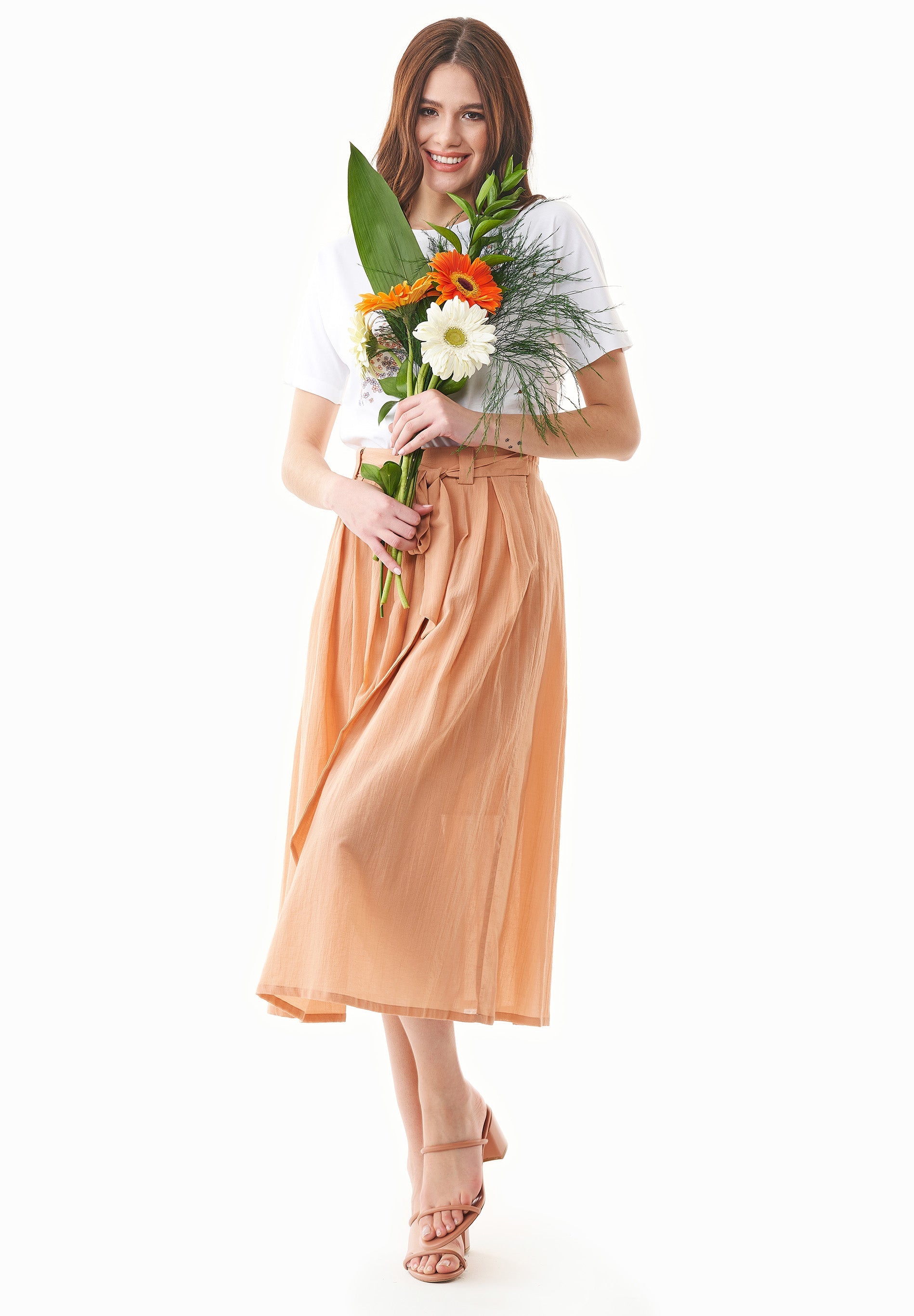 Organic Cotton Voile Skirt in peach - Ecomarket.com