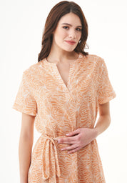Organic Cotton Voile Dress with All-Over Floral Print in peach - Ecomarket.com