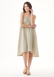 Spaghetti Strap Maxi Dress in Organic Cotton sage green - Ecomarket.com