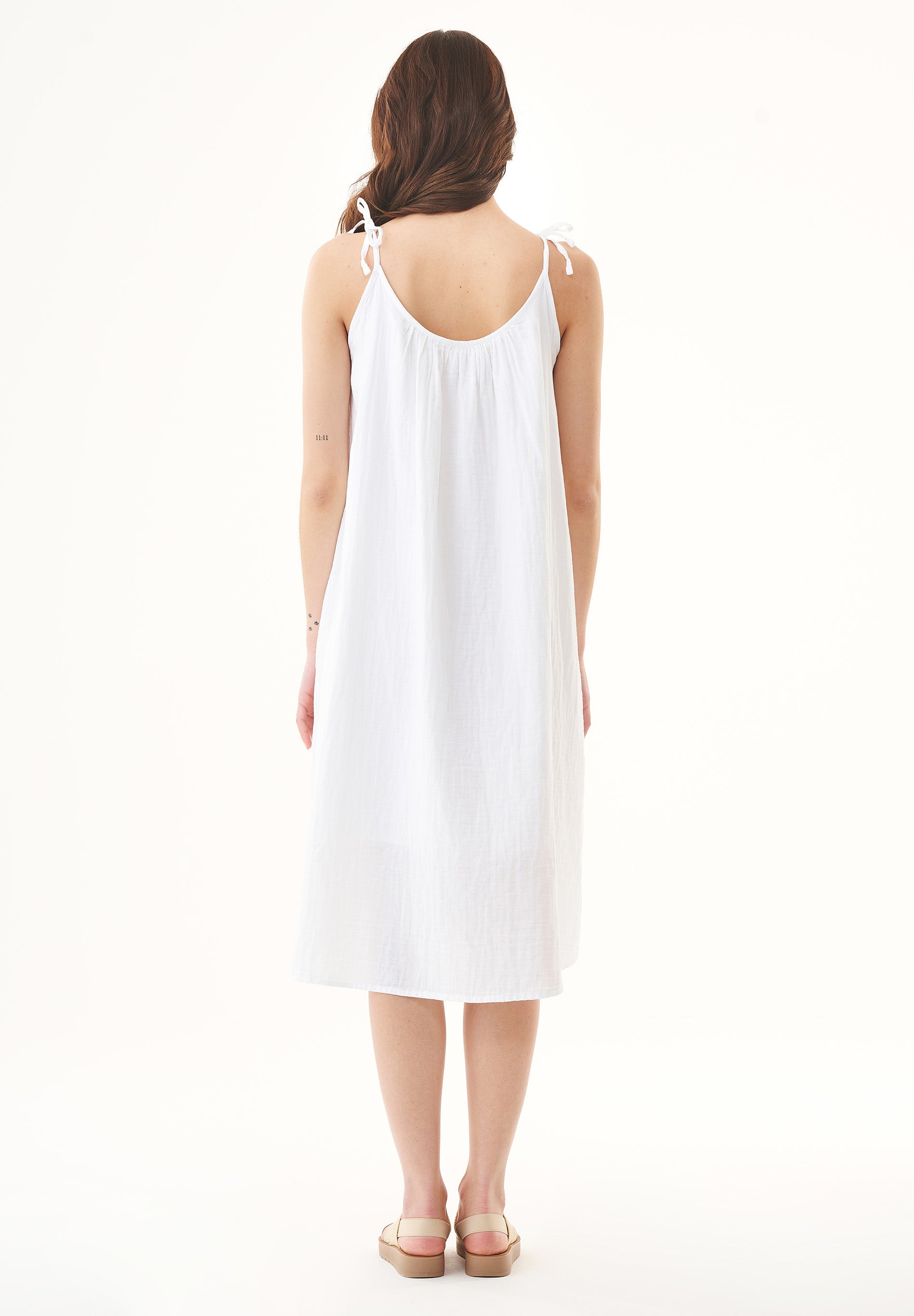 Spaghetti Strap Maxi Dress in Organic Cotton white - Ecomarket.com