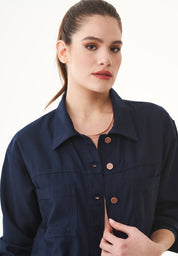 Shirt Jacket in TENCEL™ Lyocell & Organic Cotton Gabardine in navy - Ecomarket.com