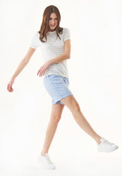 Fine-Knit Striped T-Shirt in Organic Cotton blue haze - Ecomarket.com