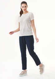 Fine-Knit Striped T-Shirt in Organic Cotton soft pink - Ecomarket.com