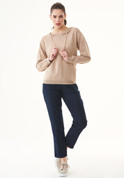 Fine-Knit Hoodie in 100% Organic Cotton in beige - Ecomarket.com