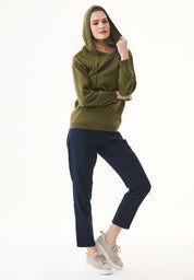 Fine-Knit Hoodie in 100% Organic Cotton in green - Ecomarket.com