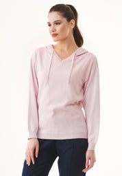 Fine-Knit Hoodie in 100% Organic Cotton in soft pink - Ecomarket.com