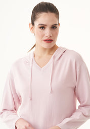 Fine-Knit Hoodie in 100% Organic Cotton in soft pink - Ecomarket.com