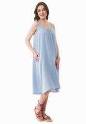 Muslin Dress made with Organic Cotton in ice blue - Ecomarket.com
