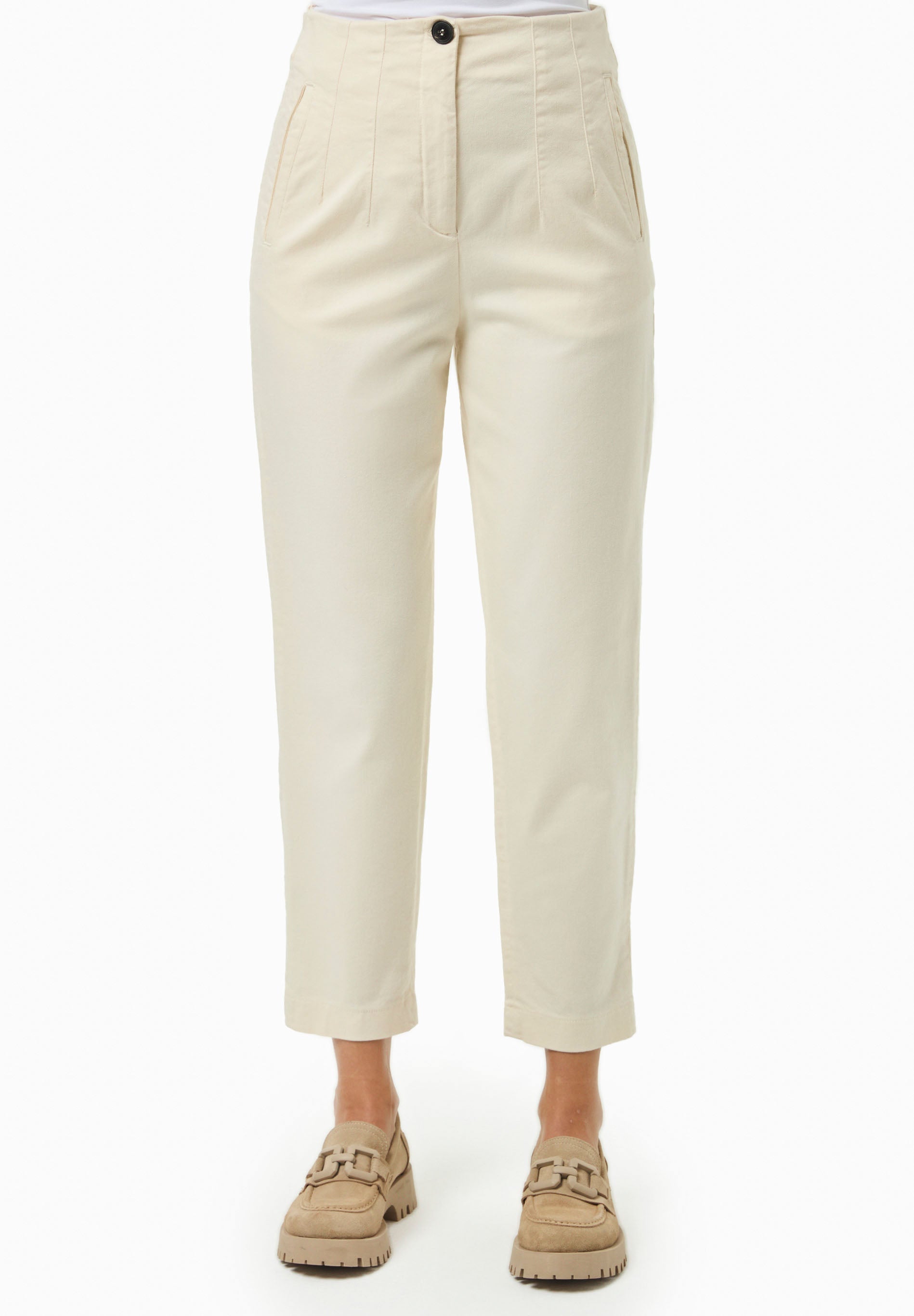Stretch Twill Pants in TENCEL™ Lyocell & Organic Cotton in Ecru - Ecomarket.com