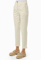 Stretch Twill Pants in TENCEL™ Lyocell & Organic Cotton in Ecru - Ecomarket.com
