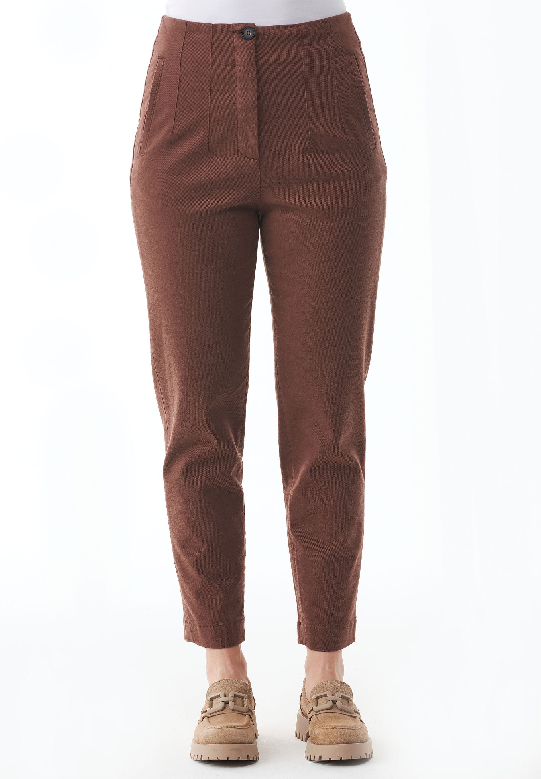 Stretch Twill Pants in TENCEL™ Lyocell & Organic Cotton in Brown - Ecomarket.com