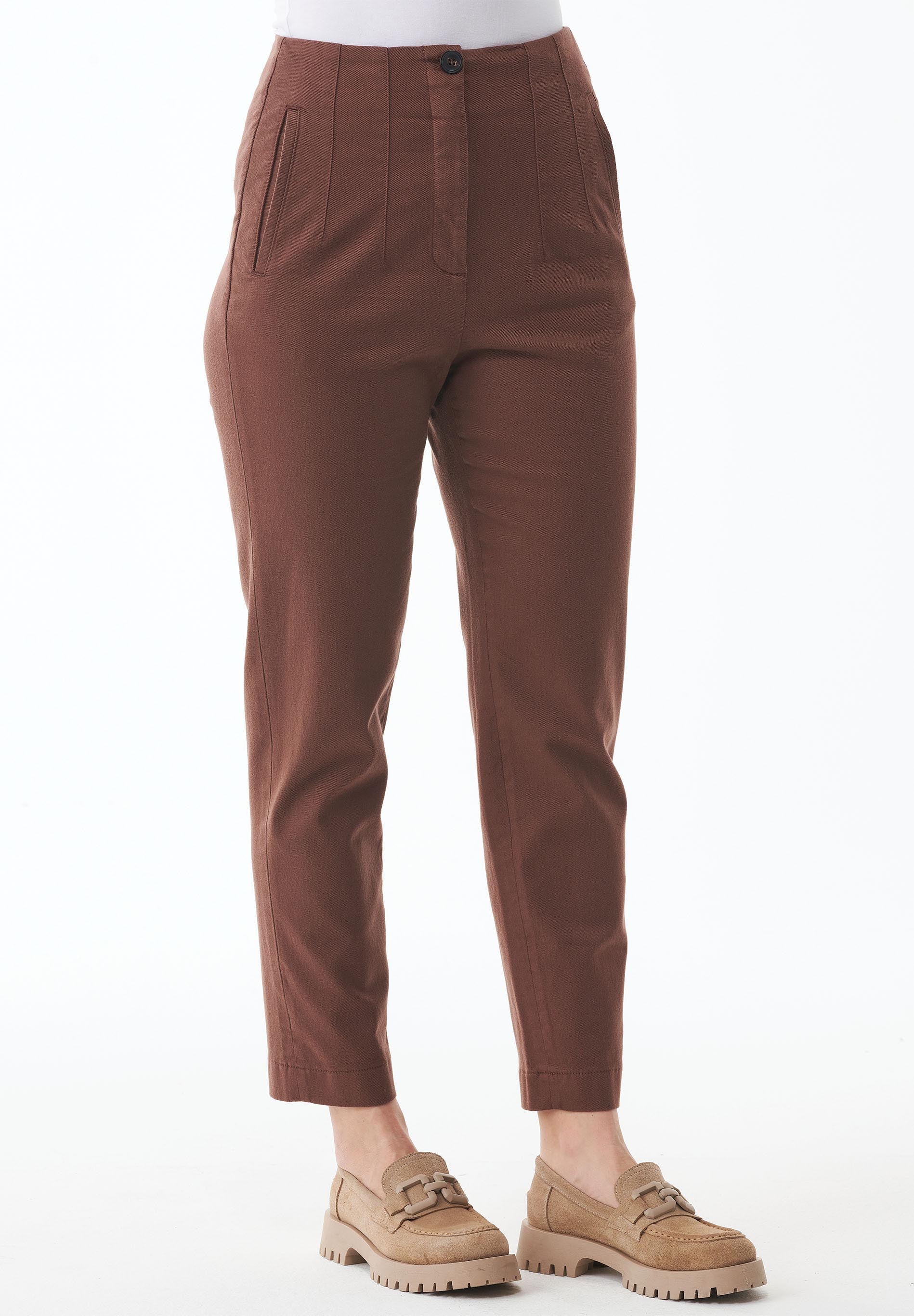 Stretch Twill Pants in TENCEL™ Lyocell & Organic Cotton in Brown - Ecomarket.com