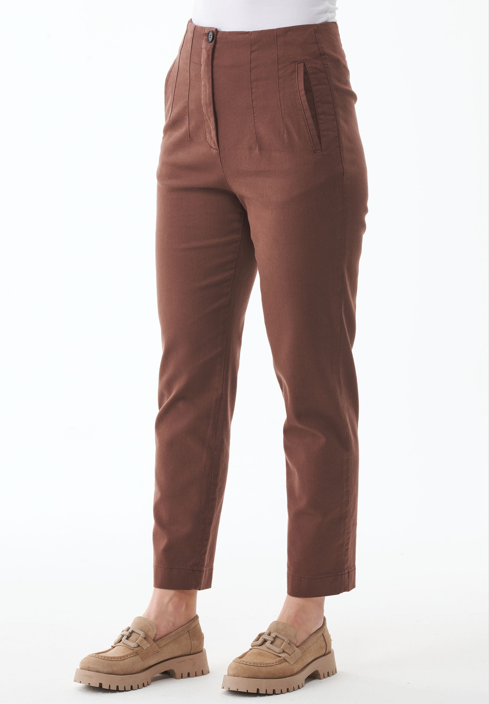 Stretch Twill Pants in TENCEL™ Lyocell & Organic Cotton in Brown - Ecomarket.com