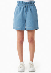 Organic Cotton Denim Shorts with Drawstring Waist light wash - Ecomarket.com