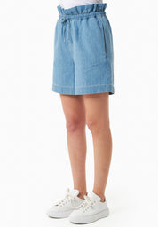 Organic Cotton Denim Shorts with Drawstring Waist light wash - Ecomarket.com