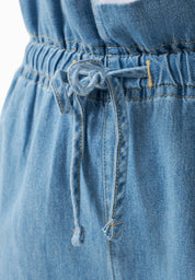 Organic Cotton Denim Shorts with Drawstring Waist light wash - Ecomarket.com