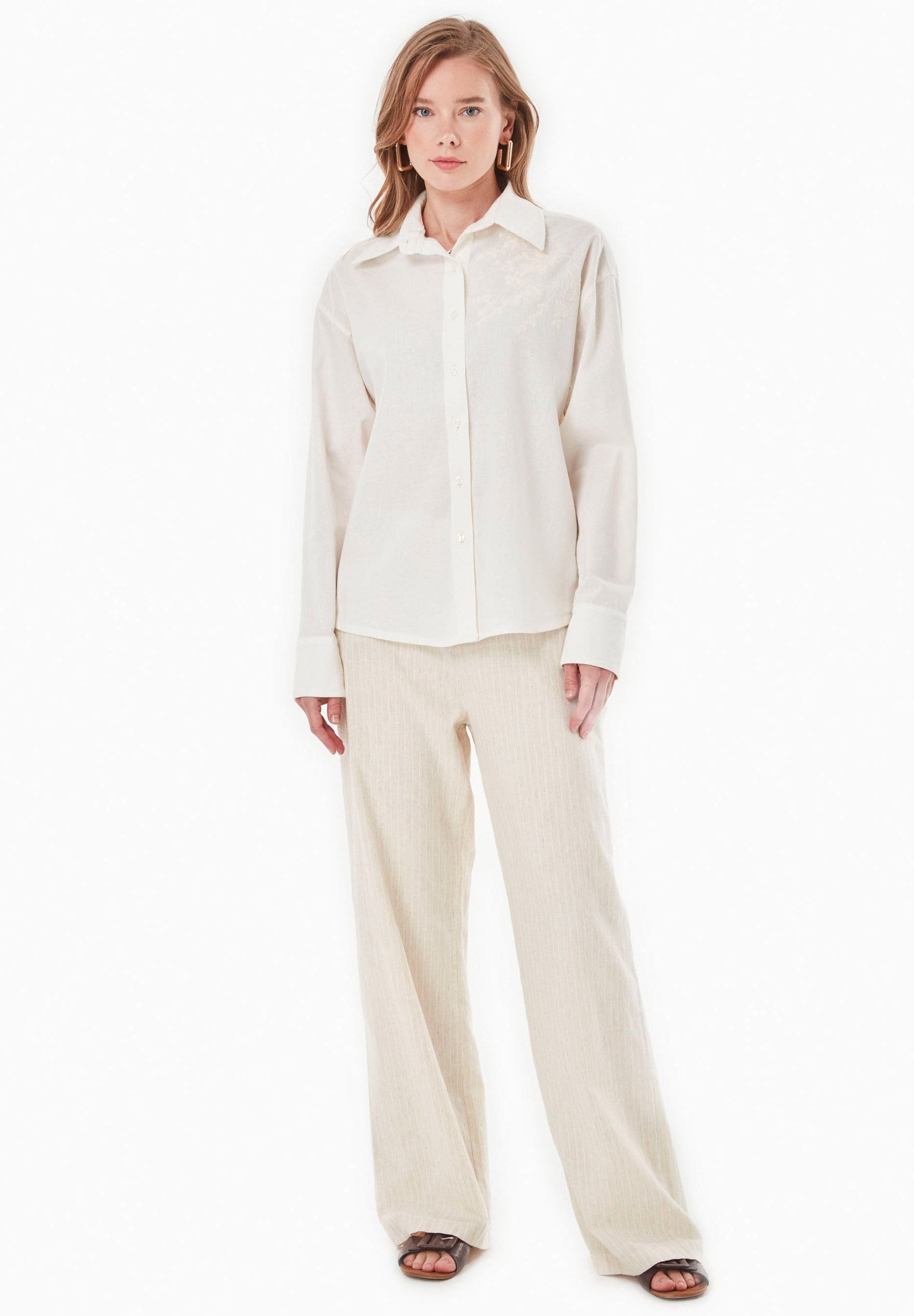 Organic Cotton & Linen Striped Trousers - Ecomarket.com