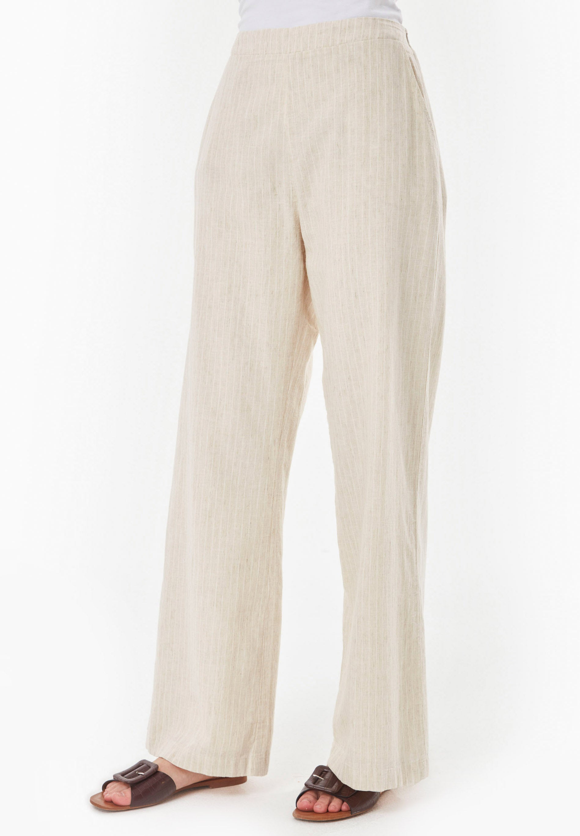 Organic Cotton & Linen Striped Trousers - Ecomarket.com