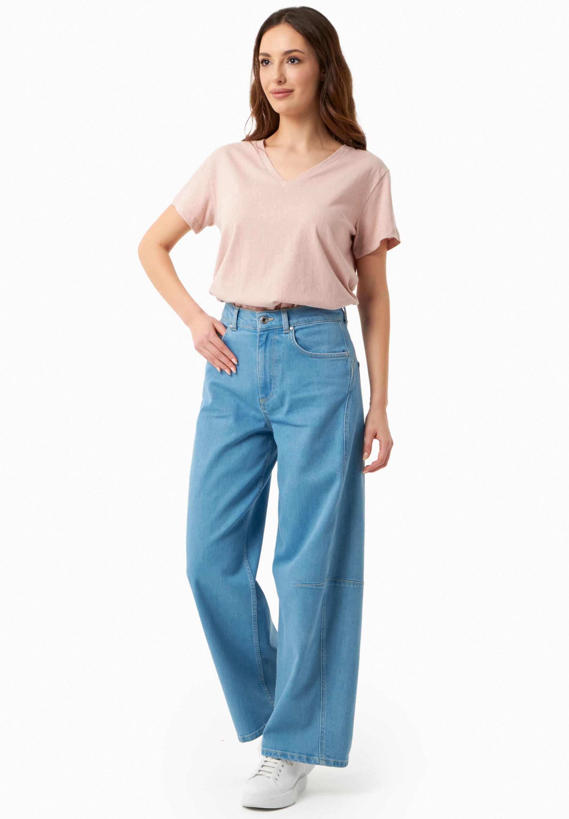Wide-Leg Jeans in Organic Cotton with Low-Impact Light Wash - Ecomarket.com