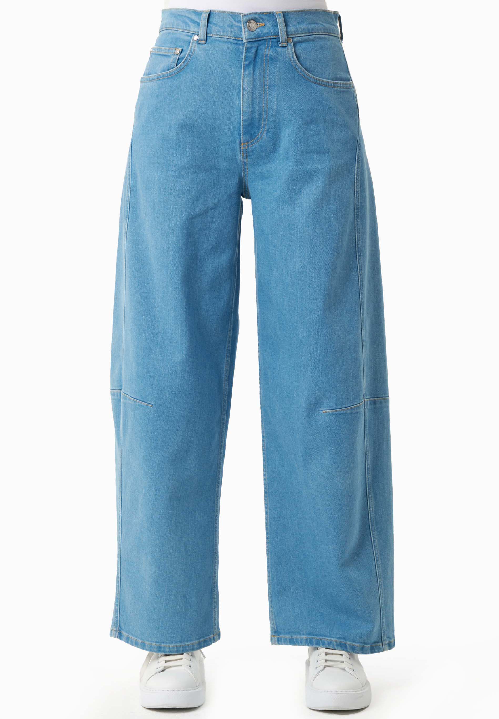 Wide-Leg Jeans in Organic Cotton with Low-Impact Light Wash - Ecomarket.com