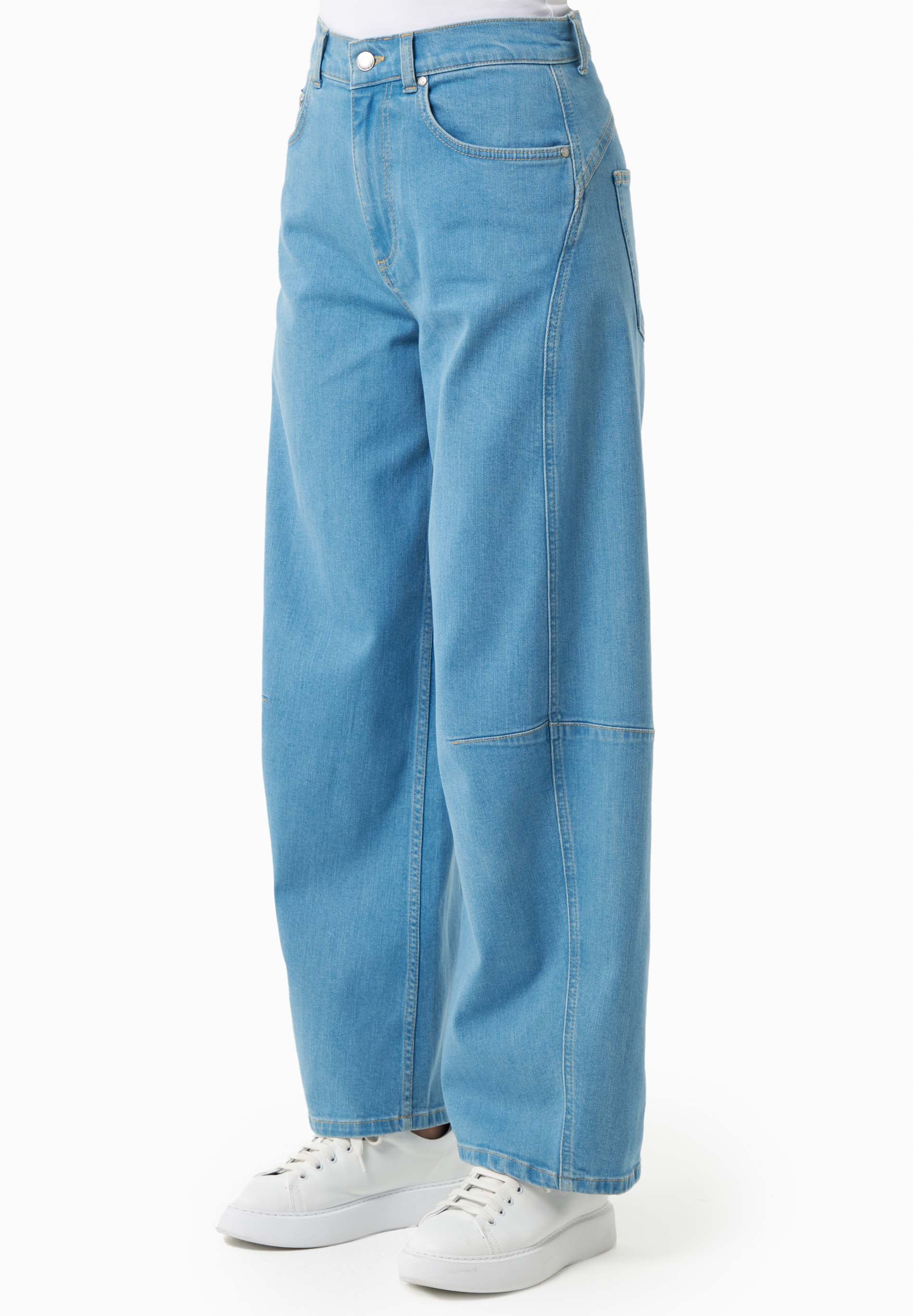 Wide-Leg Jeans in Organic Cotton with Low-Impact Light Wash - Ecomarket.com