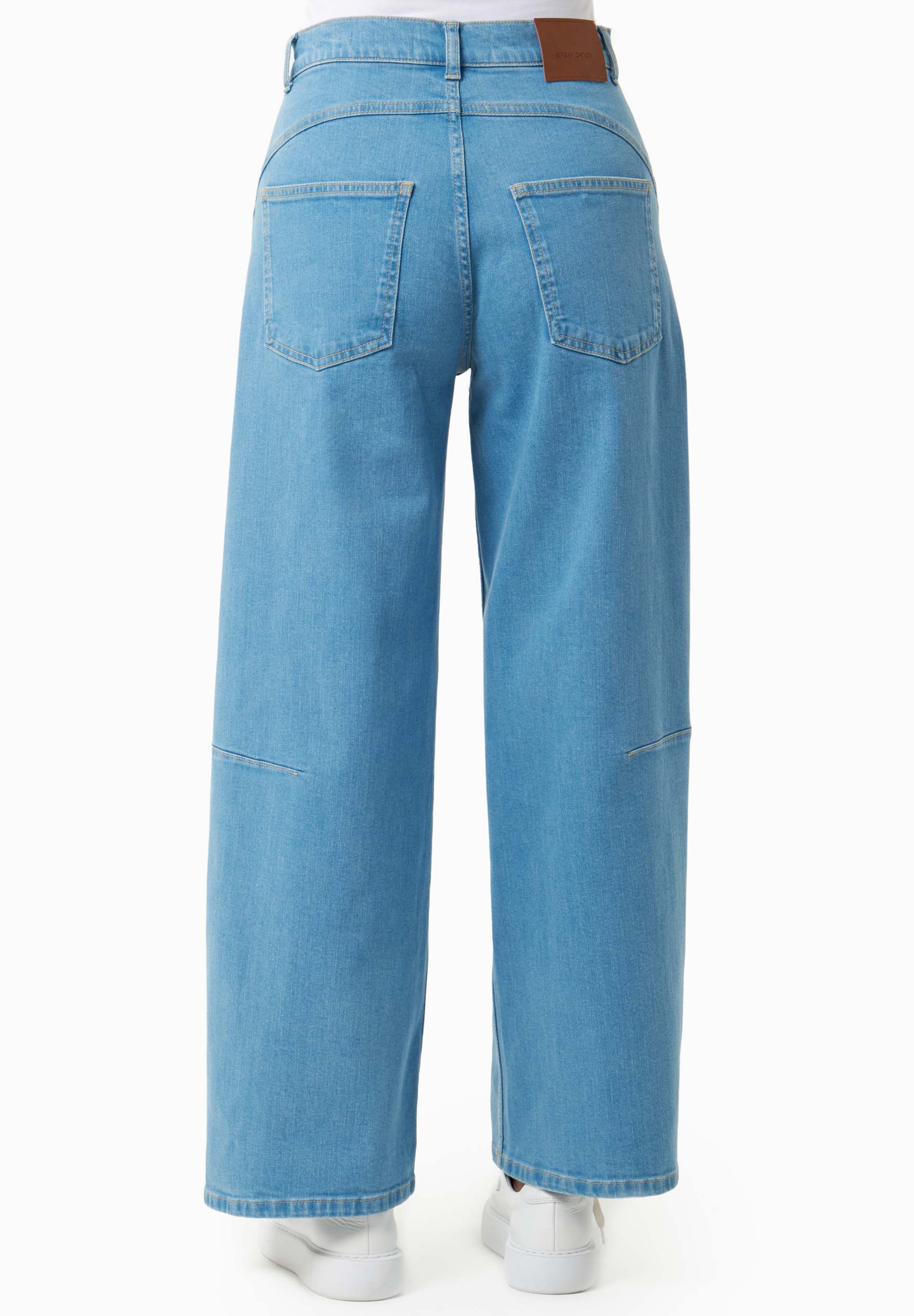 Wide-Leg Jeans in Organic Cotton with Low-Impact Light Wash - Ecomarket.com