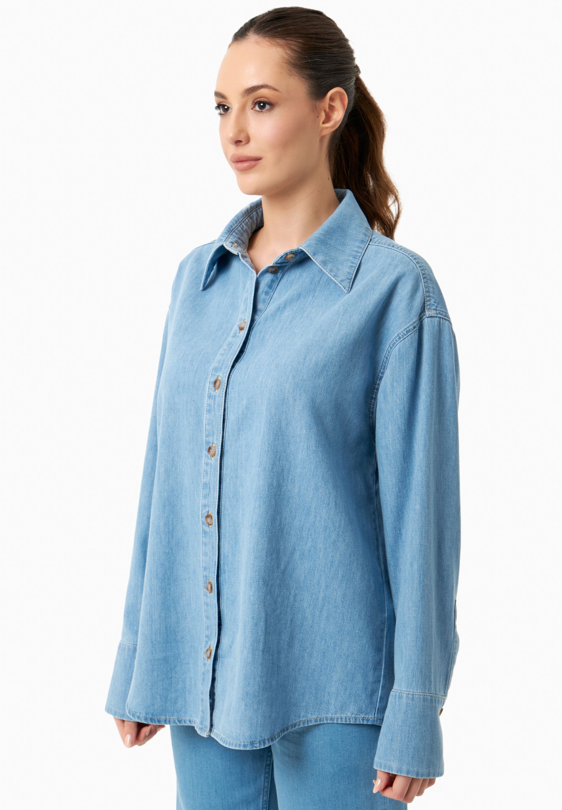 Denim Blouse in Organic Cotton light wash - Ecomarket.com