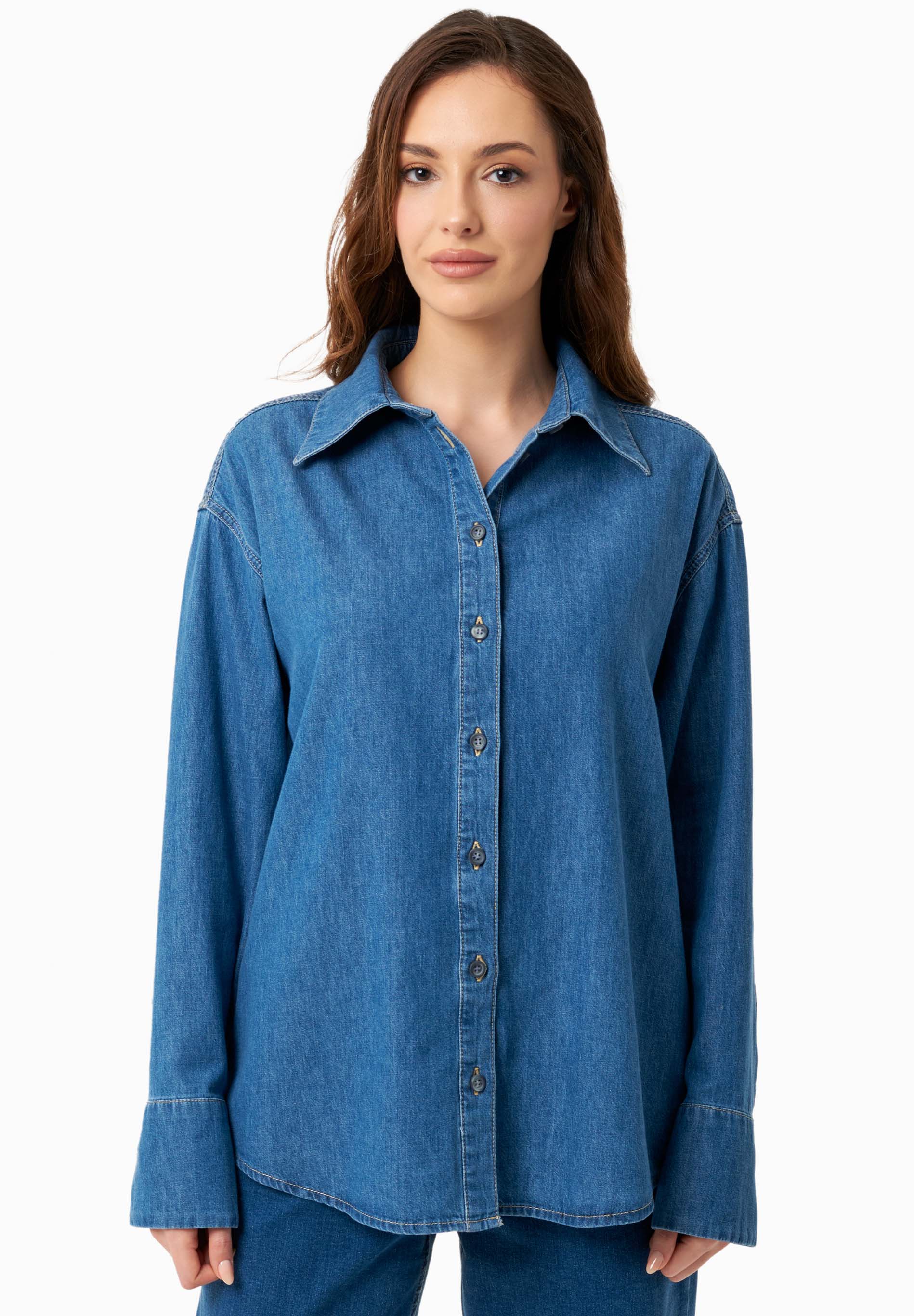 Denim Blouse in Organic Cotton medium wash - Ecomarket.com