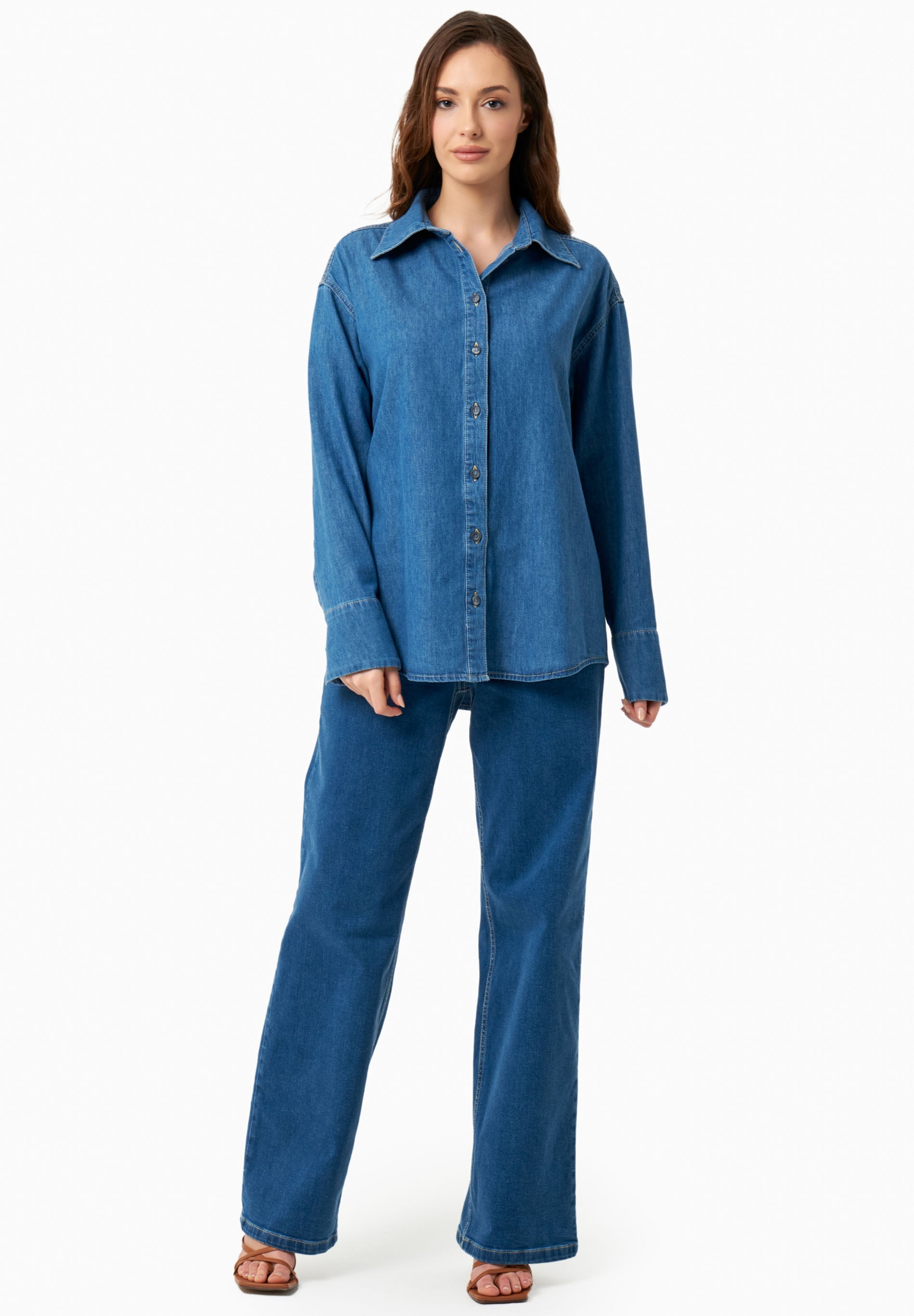 Denim Blouse in Organic Cotton medium wash - Ecomarket.com