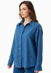 Denim Blouse in Organic Cotton medium wash - Ecomarket.com