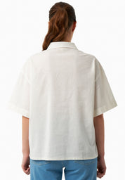 Loose-Fit Blouse in Organic Cotton & Linen in off white - Ecomarket.com