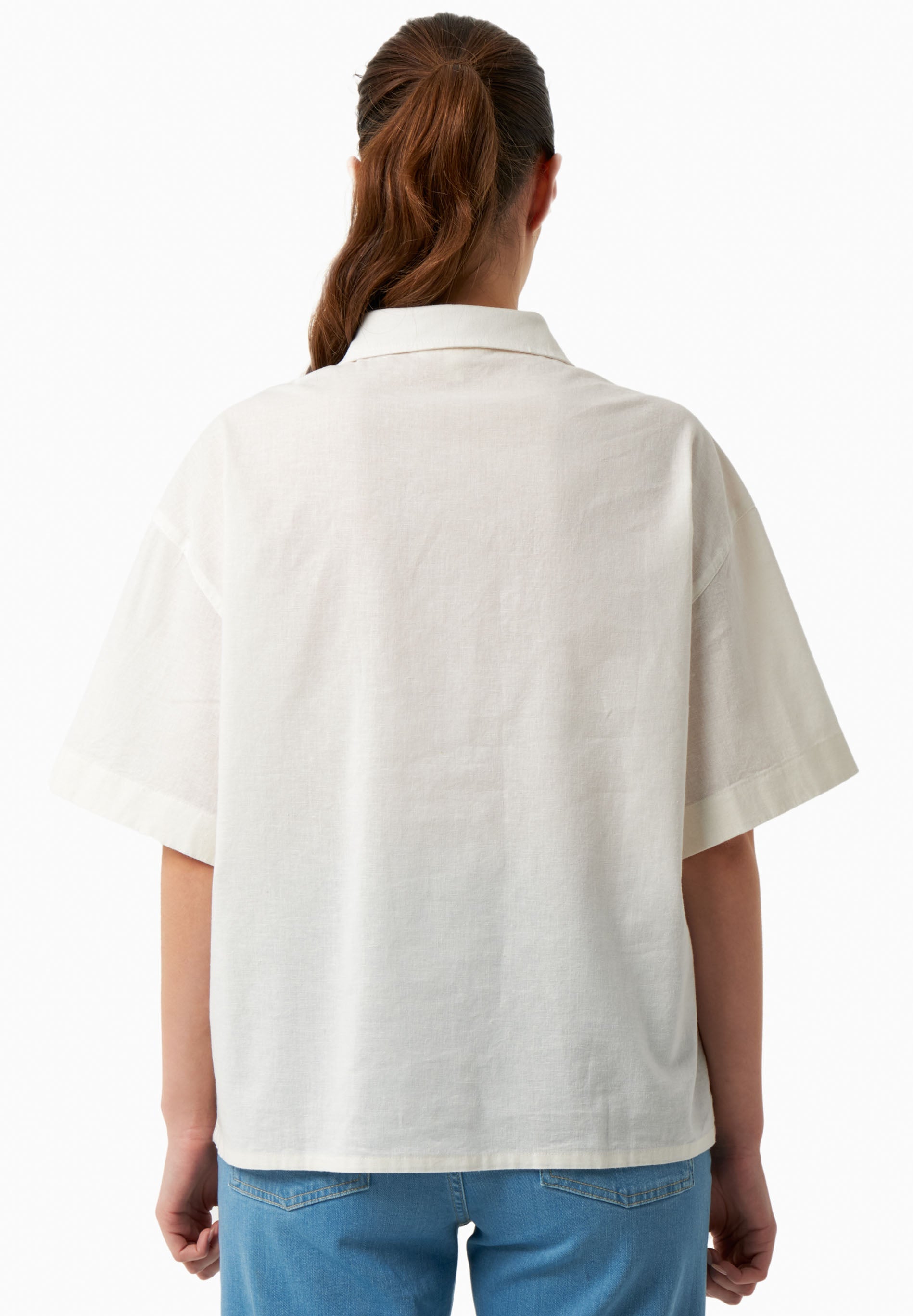 Loose-Fit Blouse in Organic Cotton & Linen in off white - Ecomarket.com