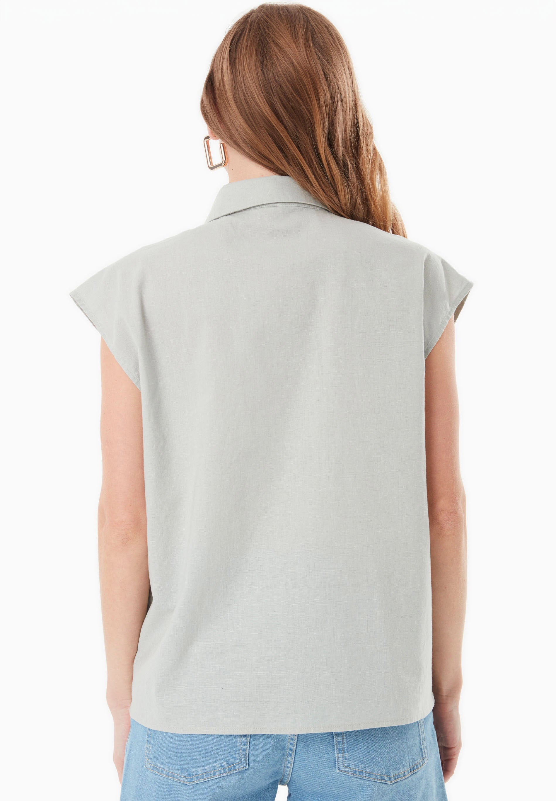 Blouse in Organic Cotton & Linen Blend in green moss - Ecomarket.com