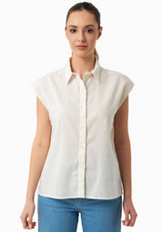 Blouse in Organic Cotton & Linen Blend in off white - Ecomarket.com