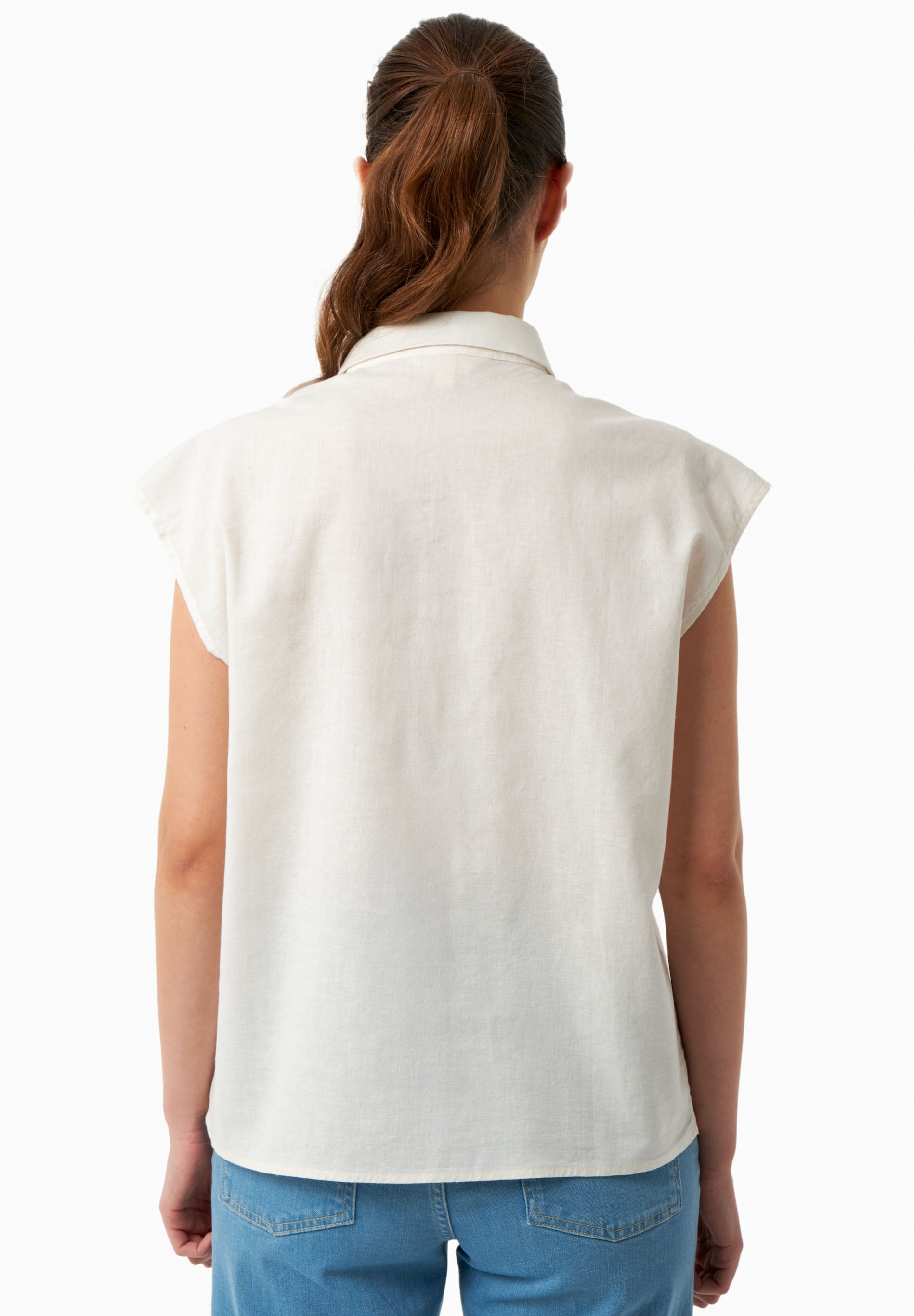 Blouse in Organic Cotton & Linen Blend in off white - Ecomarket.com