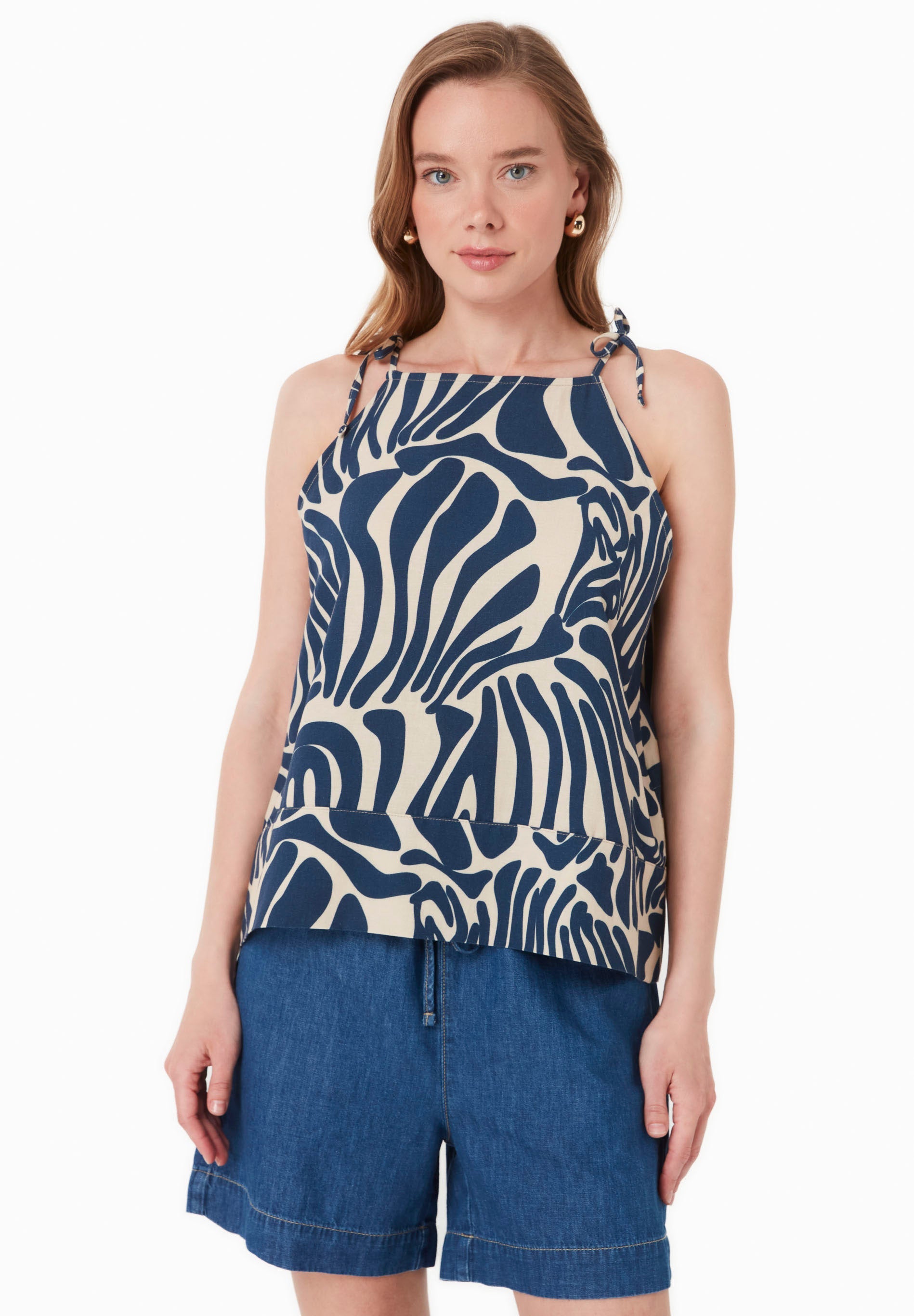 Printed Sleeveless Top in LENZING™ ECOVERO™ Organic Cotton & Linen - Ecomarket.com